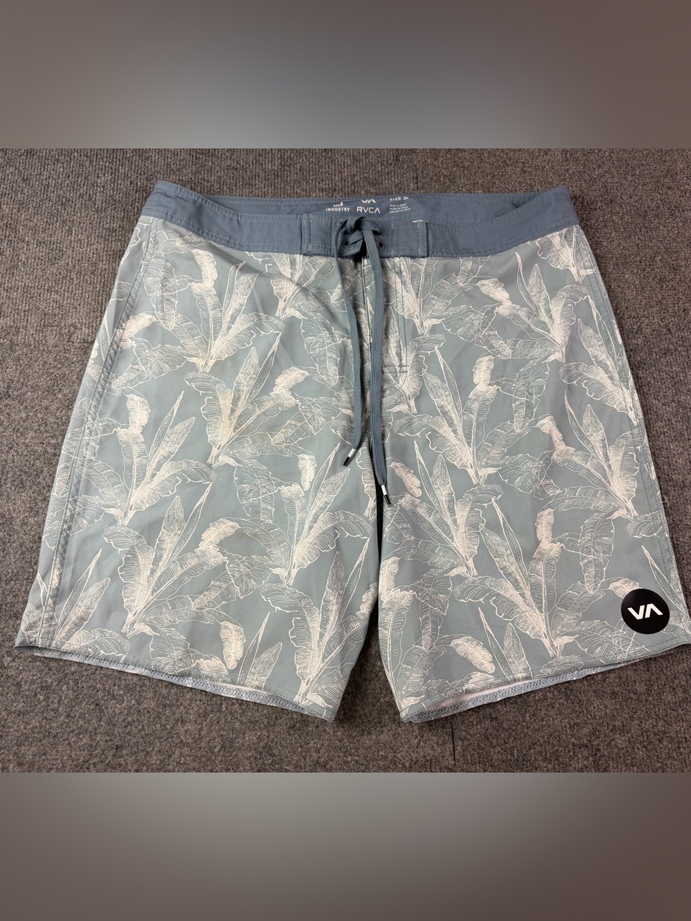 RVCA VA Mens Drawstring 9" Boardshorts Size 36 Gray/White
